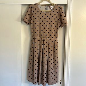 LulaRoe taupe/black polka dot dress